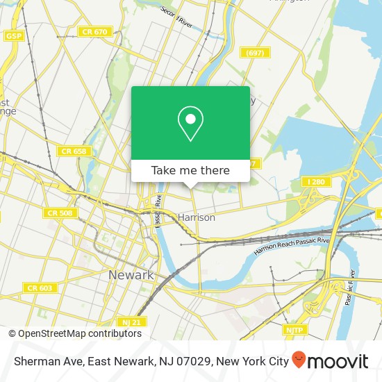 Mapa de Sherman Ave, East Newark, NJ 07029