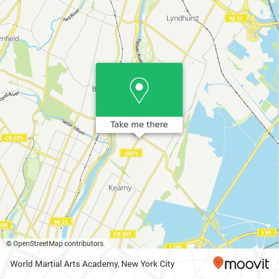 Mapa de World Martial Arts Academy, 844 Kearny Ave