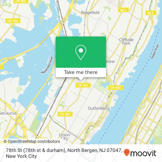 78th St (78th st & durham), North Bergen, NJ 07047 map