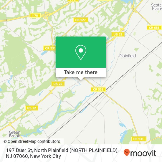Mapa de 197 Duer St, North Plainfield (NORTH PLAINFIELD), NJ 07060