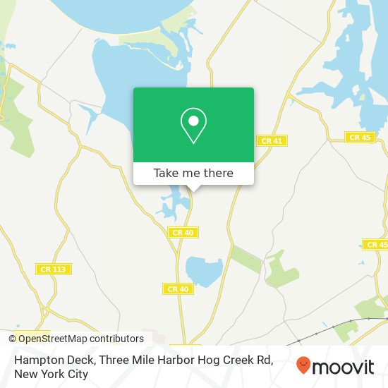 Hampton Deck, Three Mile Harbor Hog Creek Rd map