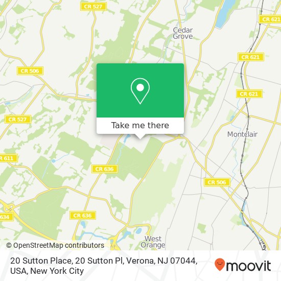 Mapa de 20 Sutton Place, 20 Sutton Pl, Verona, NJ 07044, USA