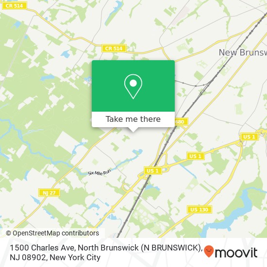 Mapa de 1500 Charles Ave, North Brunswick (N BRUNSWICK), NJ 08902