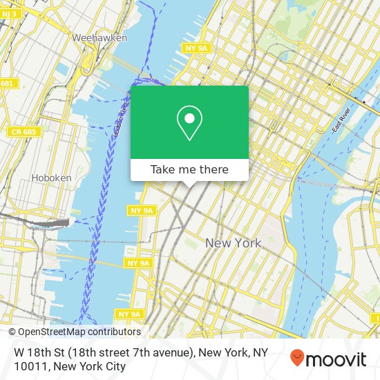 Mapa de W 18th St (18th street 7th avenue), New York, NY 10011