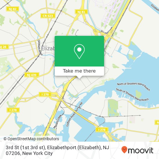 Mapa de 3rd St (1st 3rd st), Elizabethport (Elizabeth), NJ 07206