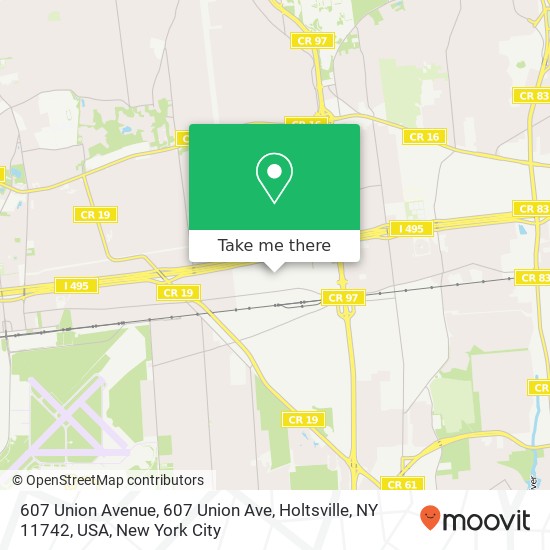 Mapa de 607 Union Avenue, 607 Union Ave, Holtsville, NY 11742, USA