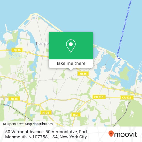 Mapa de 50 Vermont Avenue, 50 Vermont Ave, Port Monmouth, NJ 07758, USA