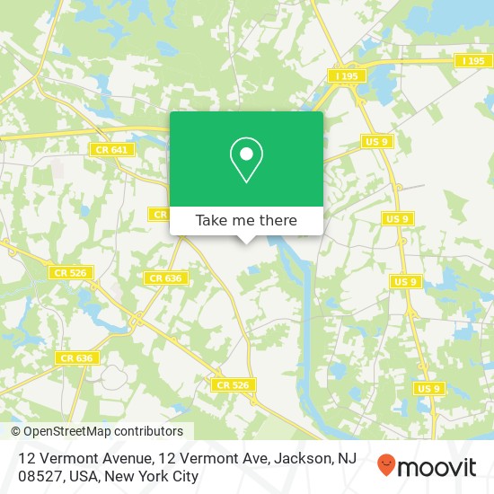 12 Vermont Avenue, 12 Vermont Ave, Jackson, NJ 08527, USA map