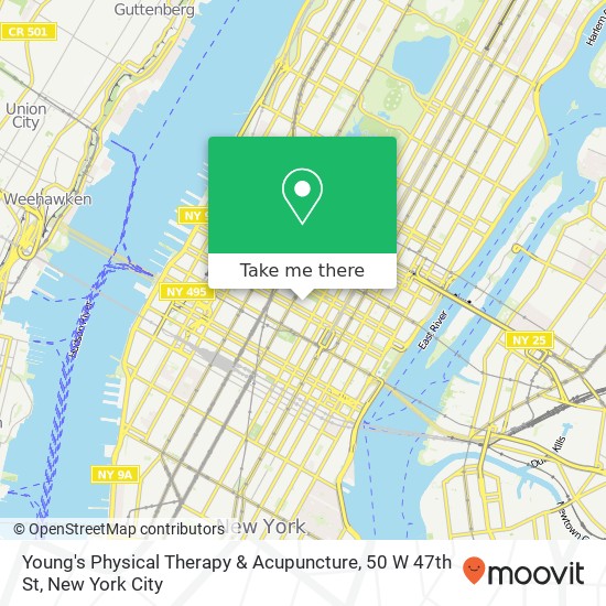 Mapa de Young's Physical Therapy & Acupuncture, 50 W 47th St