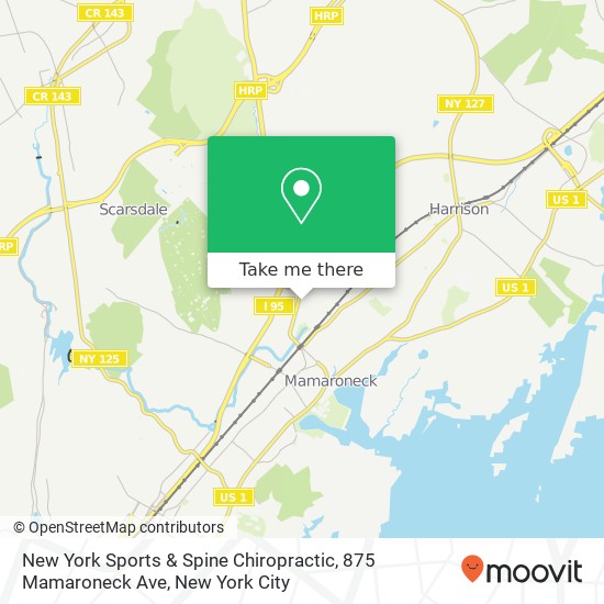 Mapa de New York Sports & Spine Chiropractic, 875 Mamaroneck Ave