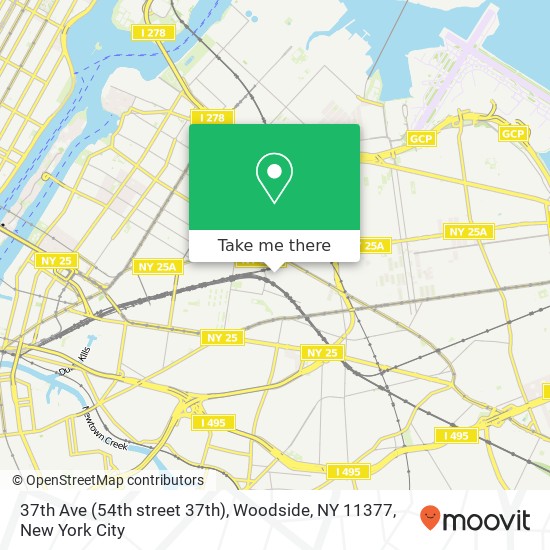 Mapa de 37th Ave (54th street 37th), Woodside, NY 11377