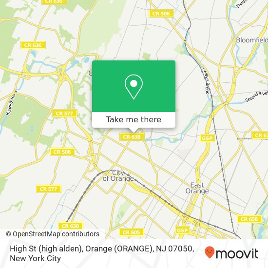 Mapa de High St (high alden), Orange (ORANGE), NJ 07050