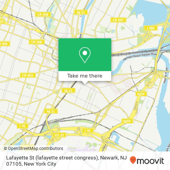 Mapa de Lafayette St (lafayette street congress), Newark, NJ 07105