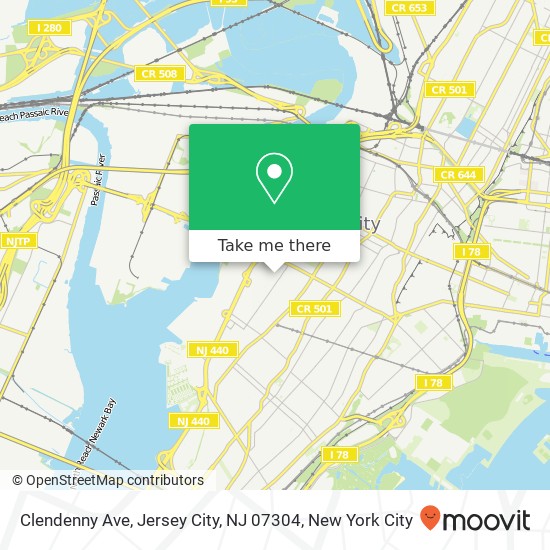 Mapa de Clendenny Ave, Jersey City, NJ 07304