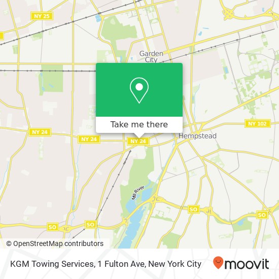 Mapa de KGM Towing Services, 1 Fulton Ave