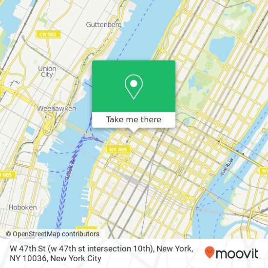 Mapa de W 47th St (w 47th st intersection 10th), New York, NY 10036