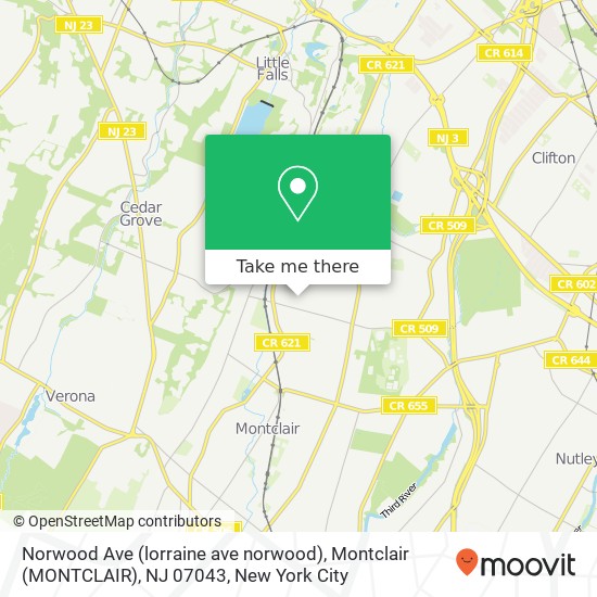 Mapa de Norwood Ave (lorraine ave norwood), Montclair (MONTCLAIR), NJ 07043