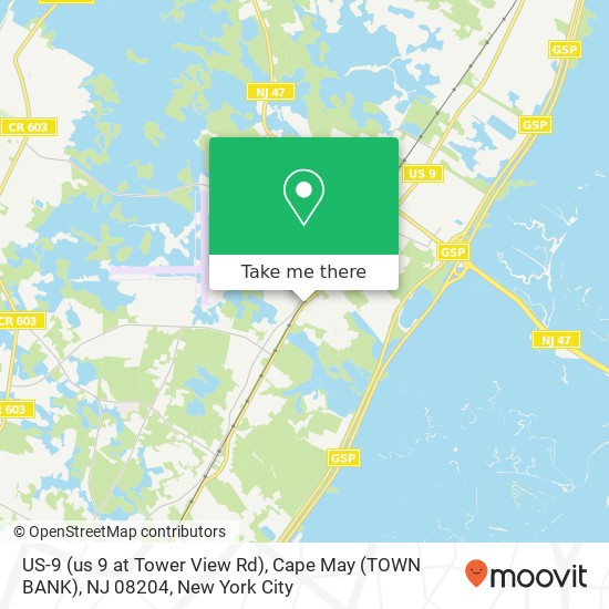 Mapa de US-9 (us 9 at Tower View Rd), Cape May (TOWN BANK), NJ 08204