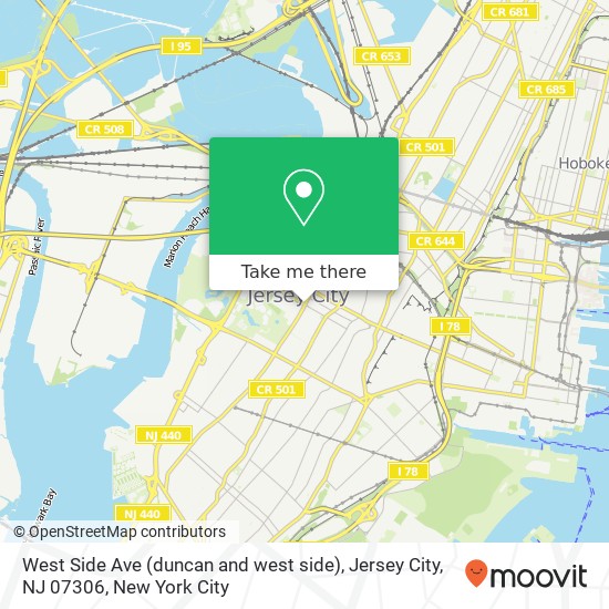West Side Ave (duncan and west side), Jersey City, NJ 07306 map