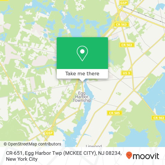 Mapa de CR-651, Egg Harbor Twp (MCKEE CITY), NJ 08234