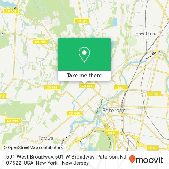 Mapa de 501 West Broadway, 501 W Broadway, Paterson, NJ 07522, USA