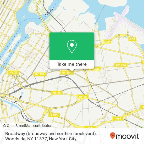 Mapa de Broadway (broadway and northern boulevard), Woodside, NY 11377
