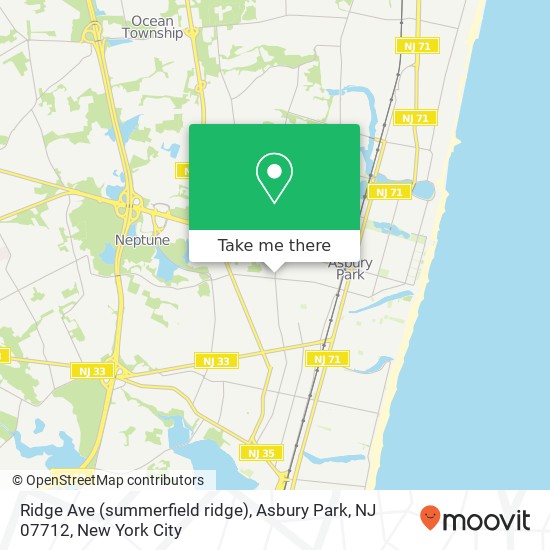 Ridge Ave (summerfield ridge), Asbury Park, NJ 07712 map