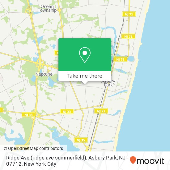 Mapa de Ridge Ave (ridge ave summerfield), Asbury Park, NJ 07712