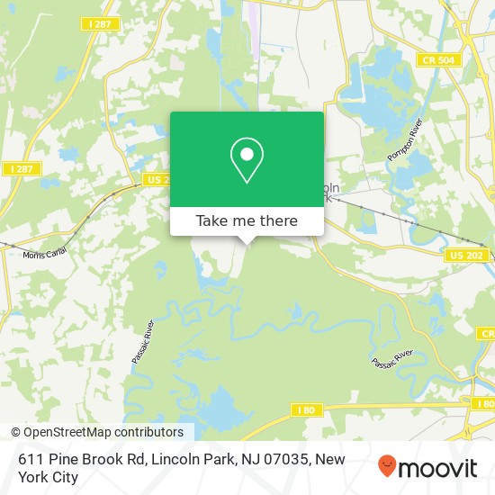 Mapa de 611 Pine Brook Rd, Lincoln Park, NJ 07035