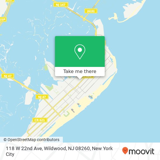 Mapa de 118 W 22nd Ave, Wildwood, NJ 08260