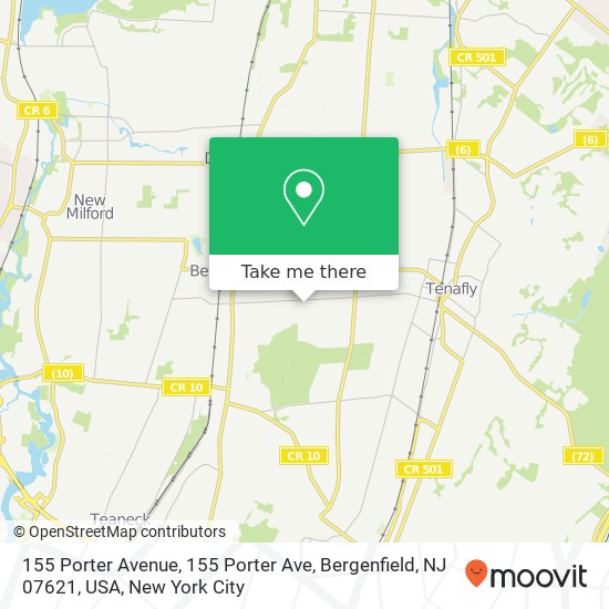 Mapa de 155 Porter Avenue, 155 Porter Ave, Bergenfield, NJ 07621, USA