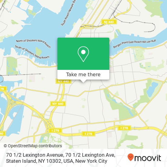 Mapa de 70 1 / 2 Lexington Avenue, 70 1 / 2 Lexington Ave, Staten Island, NY 10302, USA
