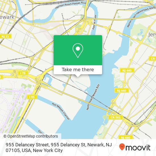 Mapa de 955 Delancey Street, 955 Delancey St, Newark, NJ 07105, USA