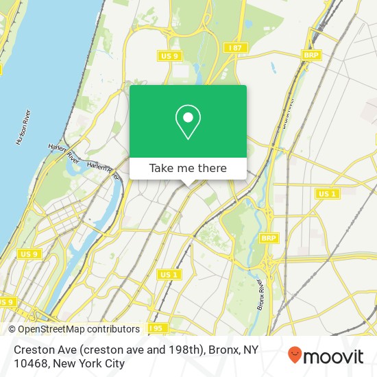 Mapa de Creston Ave (creston ave and 198th), Bronx, NY 10468