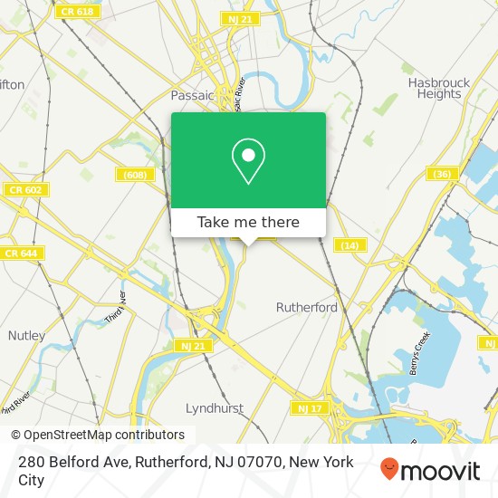 280 Belford Ave, Rutherford, NJ 07070 map