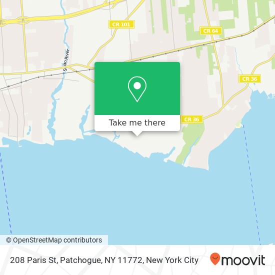 Mapa de 208 Paris St, Patchogue, NY 11772