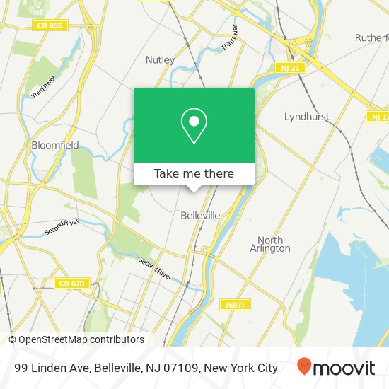 Mapa de 99 Linden Ave, Belleville, NJ 07109
