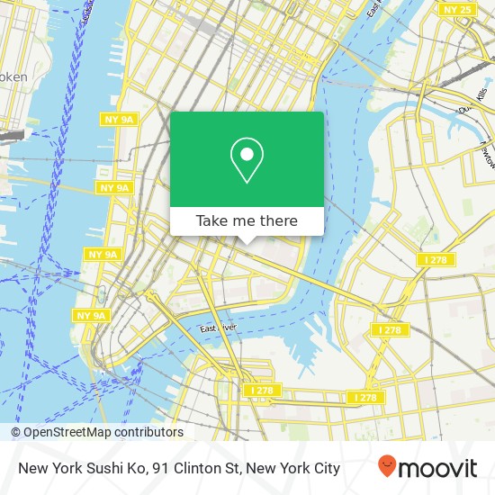 Mapa de New York Sushi Ko, 91 Clinton St