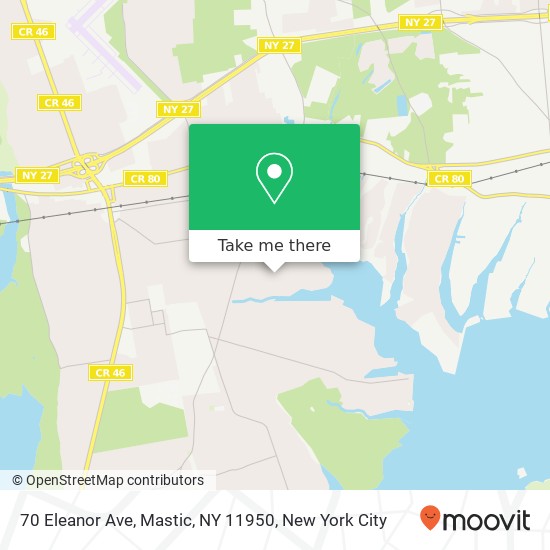 Mapa de 70 Eleanor Ave, Mastic, NY 11950