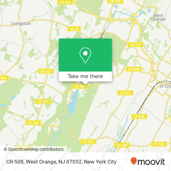 Mapa de CR-508, West Orange, NJ 07052