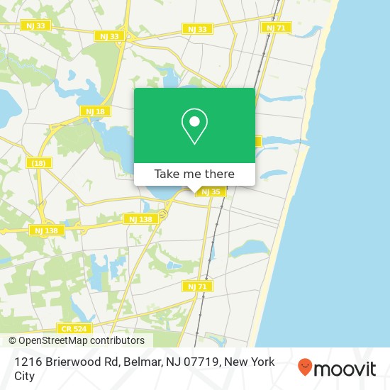 Mapa de 1216 Brierwood Rd, Belmar, NJ 07719