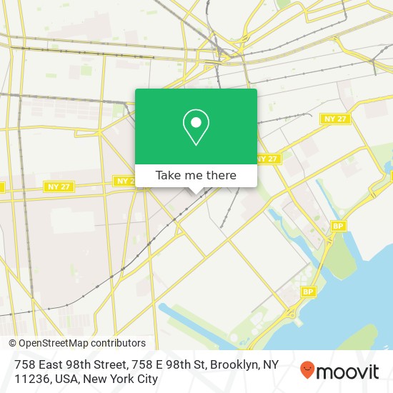 Mapa de 758 East 98th Street, 758 E 98th St, Brooklyn, NY 11236, USA