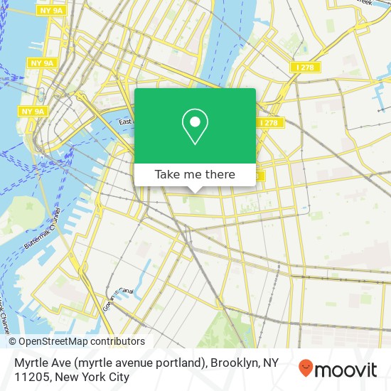 Mapa de Myrtle Ave (myrtle avenue portland), Brooklyn, NY 11205