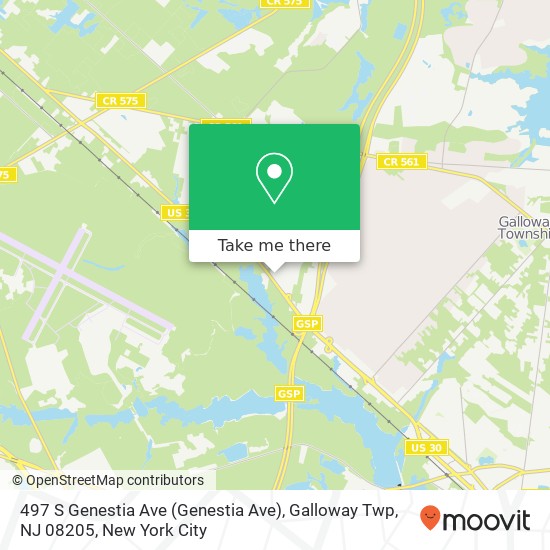 Mapa de 497 S Genestia Ave (Genestia Ave), Galloway Twp, NJ 08205