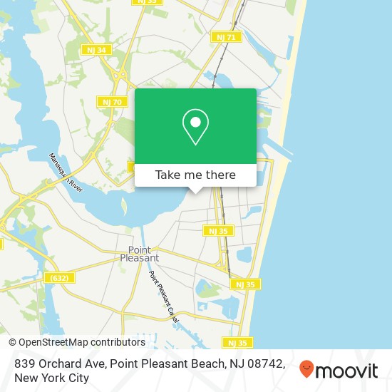 Mapa de 839 Orchard Ave, Point Pleasant Beach, NJ 08742