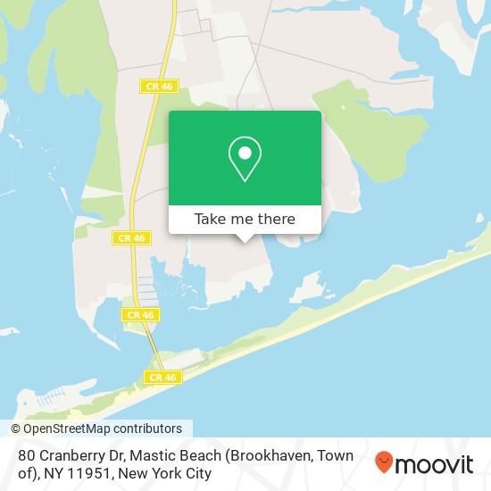 Mapa de 80 Cranberry Dr, Mastic Beach (Brookhaven, Town of), NY 11951