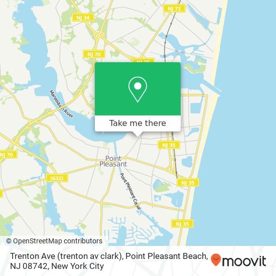 Mapa de Trenton Ave (trenton av clark), Point Pleasant Beach, NJ 08742