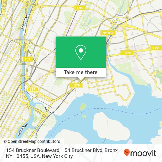 Mapa de 154 Bruckner Boulevard, 154 Bruckner Blvd, Bronx, NY 10455, USA