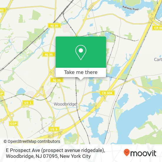 Mapa de E Prospect Ave (prospect avenue ridgedale), Woodbridge, NJ 07095
