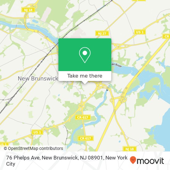 Mapa de 76 Phelps Ave, New Brunswick, NJ 08901